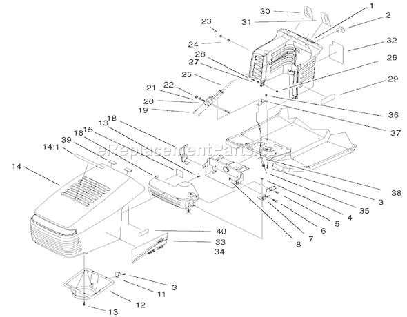 Toro 71228 (220000001-220010000)(2002) Lawn Tractor Hood and Tower Assembly Diagram