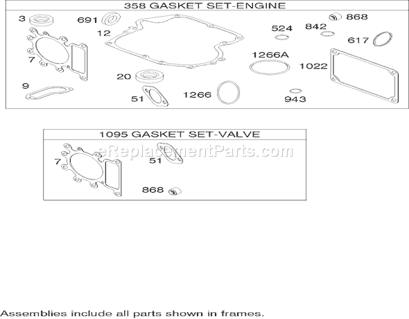 Toro 71242 (240000001-240999999)(2004) Lawn Tractor Gasket Assembly Briggs and Stratton Model 286h77-0121-E1 Diagram