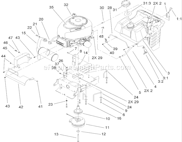 Toro 71246 (250000001-250999999)(2005) Lawn Tractor Engine Assembly Diagram
