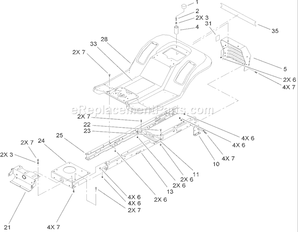 Toro 71246 (250000001-250999999)(2005) Lawn Tractor Frame and Body Assembly Diagram
