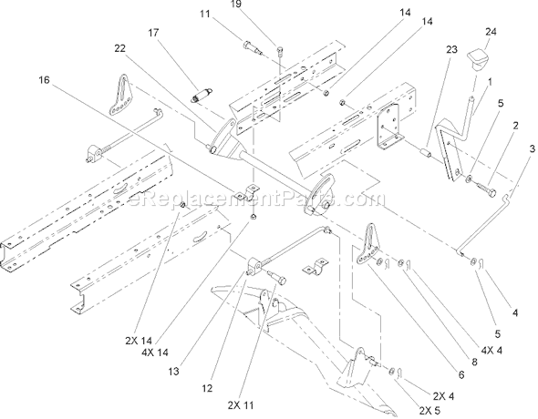 Toro 71246 (250000001-250999999)(2005) Lawn Tractor Height-Of-Cut Component Assembly Diagram