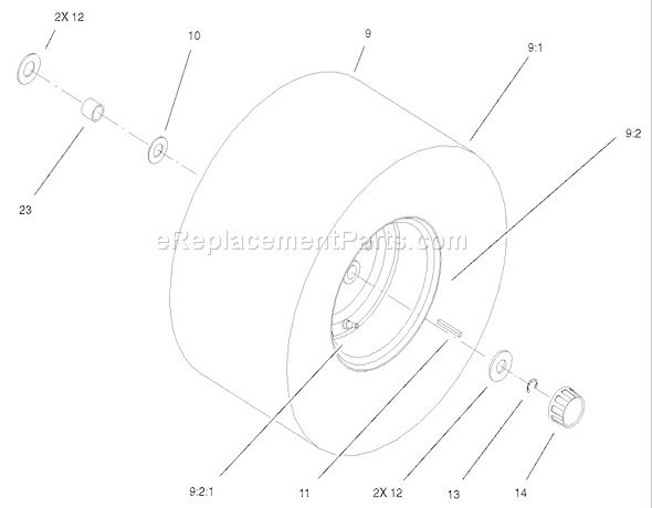 Toro 71246 (250000001-250999999)(2005) Lawn Tractor Rear Wheel and Tire Assembly Diagram