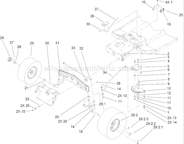 Toro 71246 (250000001-250999999)(2005) Lawn Tractor Steering Assembly Diagram