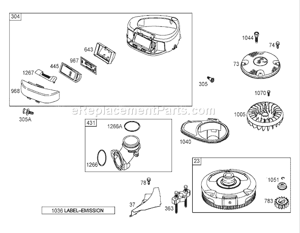 Toro 71246 (250000001-250999999)(2005) Lawn Tractor Blower Housing Assembly Briggs and Stratton 286h77-0165-E1 Diagram