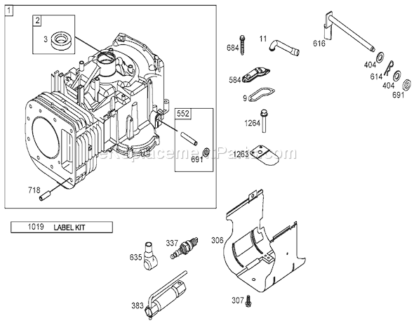 Toro 71246 (260000001-260999999)(2006) Lawn Tractor Cylinder Assembly Briggs and Stratton 286h77-0165-E1 Diagram