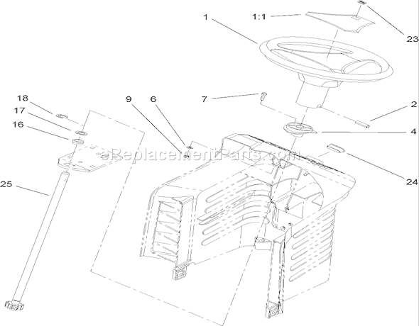 Toro 71252 (280000001-280999999)(2008) Lawn Tractor Fixed Steering Assembly Diagram