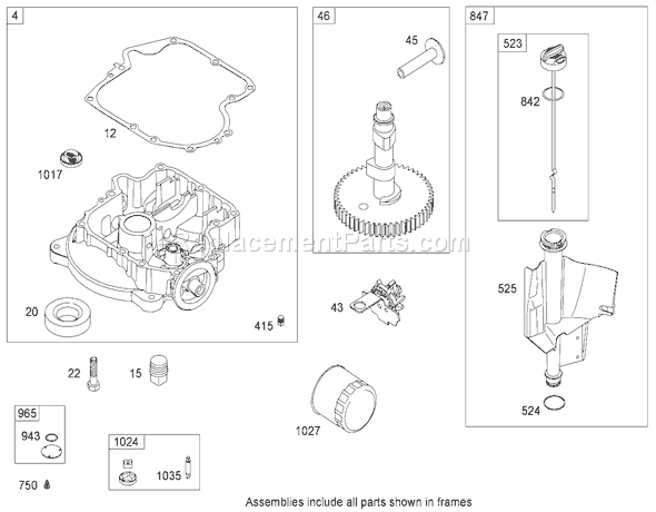 Toro 71252 (280000001-280999999)(2008) Lawn Tractor Crankcase Assembly Briggs and Stratton Model 31e777-0130-E1 Diagram