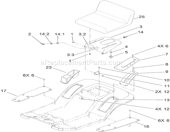 Toro 71252 (310002001-310999999)(2010) Lawn Tractor Rear Body and Seat Assembly Diagram