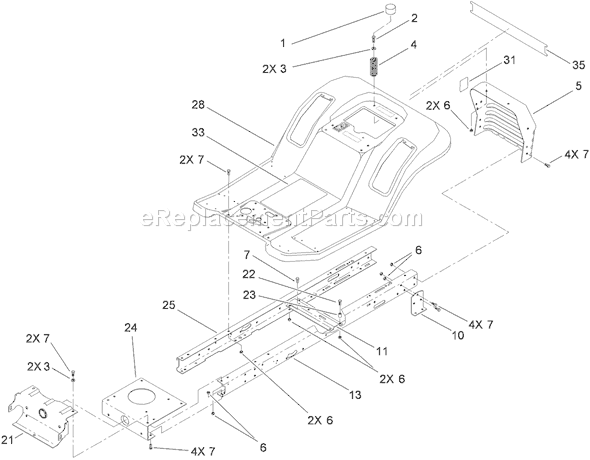 Toro 71252 (310002001-310999999)(2010) Lawn Tractor Frame and Body Assembly Diagram