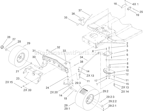 Toro 71252 (310002001-310999999)(2010) Lawn Tractor Front Wheel and Steering Assembly Diagram