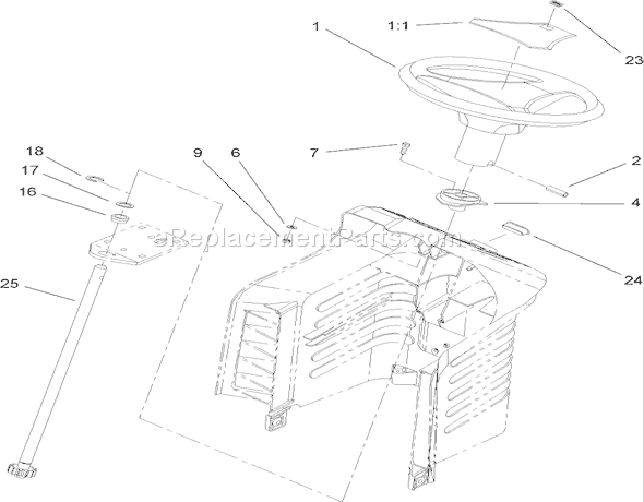 Toro 71253 (280000001-280999999)(2008) Lawn Tractor Fixed Steering Assembly Diagram