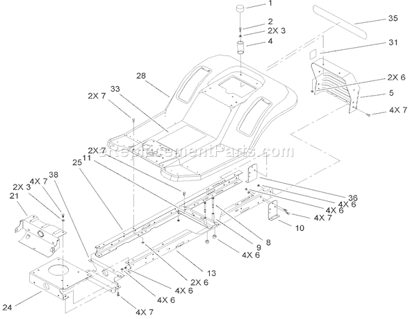 Toro 71253 (280000001-280999999)(2008) Lawn Tractor Frame and Body Assembly Diagram