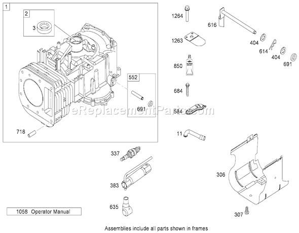 Toro 71253 (280000001-280999999)(2008) Lawn Tractor Cylinder Assembly Briggs and Stratton Model 31p777-0133-E1 Diagram