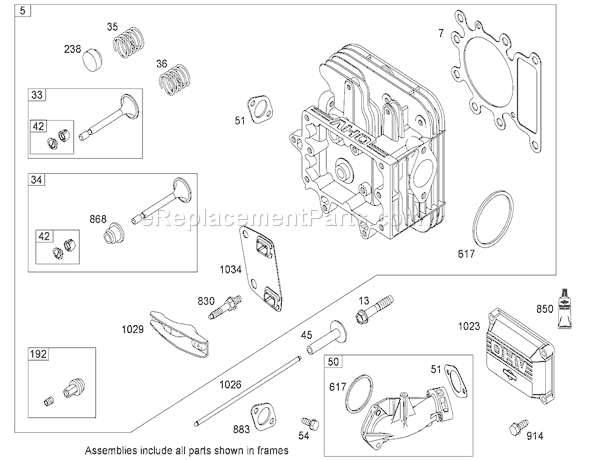 Toro 71253 (280000001-280999999)(2008) Lawn Tractor Cylinder Head Assembly Briggs and Stratton Model 31p777-0133-E1 Diagram