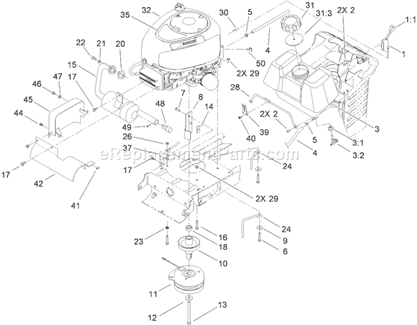 Toro 71253 (280000001-280999999)(2008) Lawn Tractor Engine Assembly Diagram