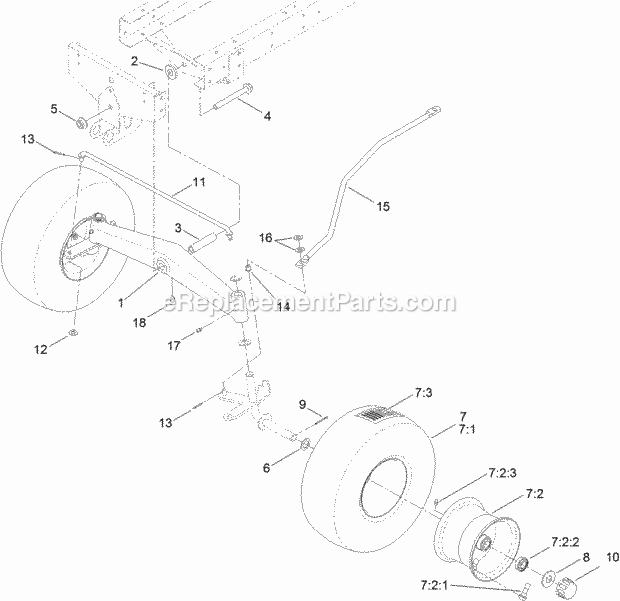 Toro 71254 (311000001-311999999) Xls 380 Lawn Tractor, 2011 Front Wheel and Axle Assembly Diagram