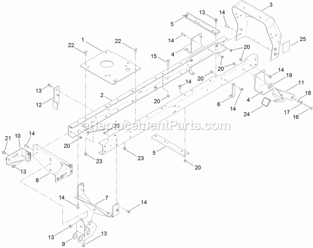 Toro 71254 (312000001-312999999) Xls 380 Lawn Tractor, 2012 Frame Assembly Diagram