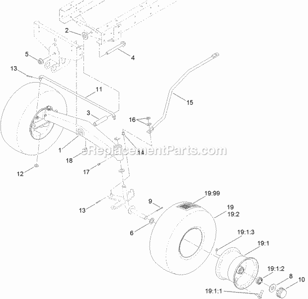 Toro 71254 (312000001-312999999) Xls 380 Lawn Tractor, 2012 Front Wheel and Axle Assembly Diagram