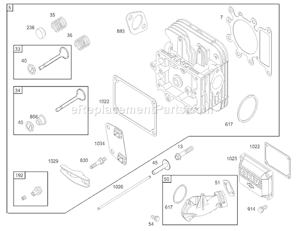 Toro 71286 (250000001-250999999)(2005) Lawn Tractor Cylinder Head Assembly Briggs and Stratton 31f777-0162-E1 Diagram