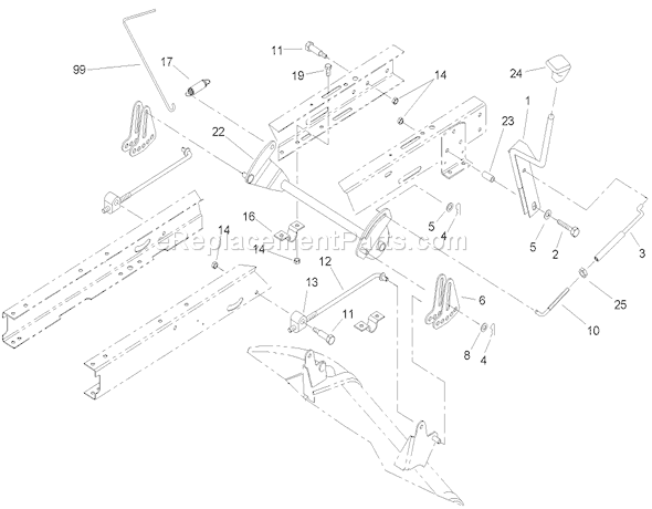 Toro 71429 (250000001-250999999)(2005) Lawn Tractor Height-Of-Cut Assembly Diagram