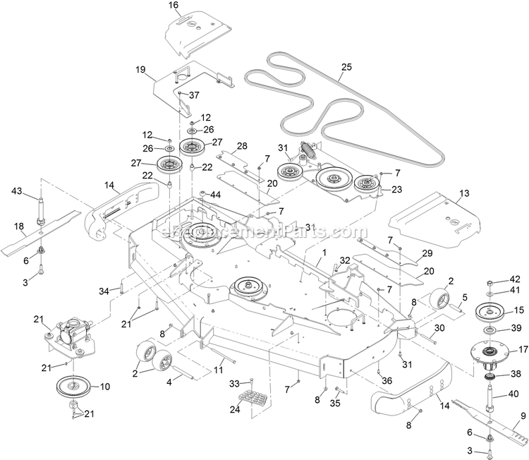 Toro 72029 (400000000-407415805) Z Master Professional 7500-D Series , With 72in Rear Discharge Riding Mower Deck Assembly Diagram