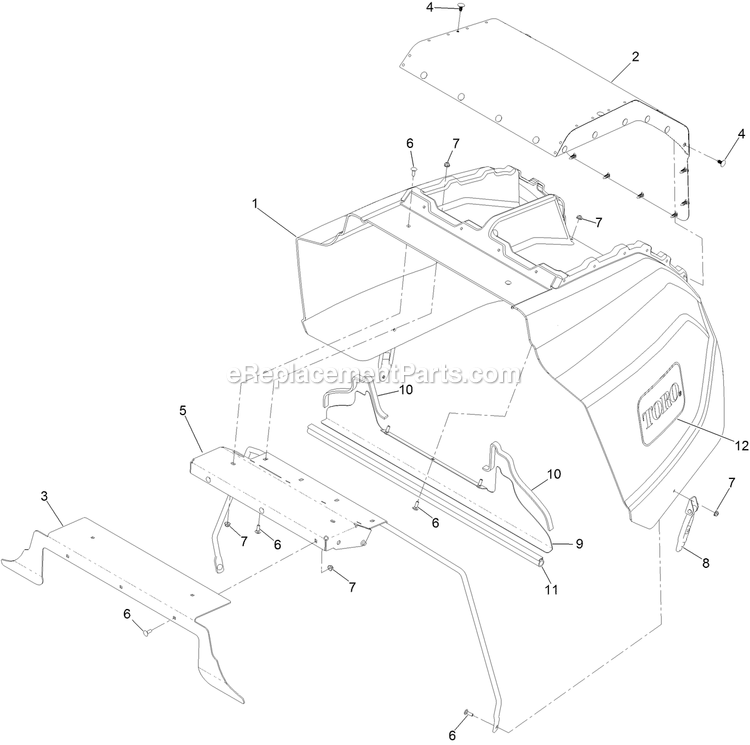 Toro 72029 (407415806-999999999) Z Master Professional 7500-D Series , With 72in Rear Discharge Riding Mower Hood Assembly Diagram