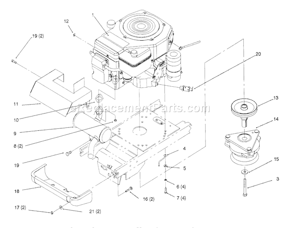 Toro 72042 (5900001-5900796)(1995) Lawn Tractor Single Cylinder Engine, Muffler, And P.t.o. Diagram