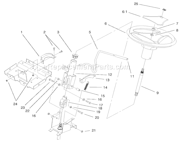 Toro 72047 (9900001-9999999)(1999) Lawn Tractor Steering Wheel & Tilt Assembly Diagram