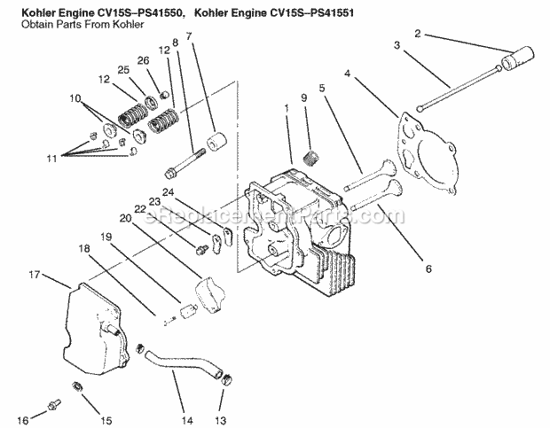 Toro 72048 (9900001-9999999) (1999) 265-h Lawn And Garden Tractor Cylinder Head / Valve / Breather Diagram