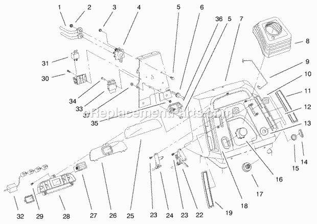 Toro 72048 (9900001-9999999) (1999) 265-h Lawn And Garden Tractor Dash Assembly Diagram