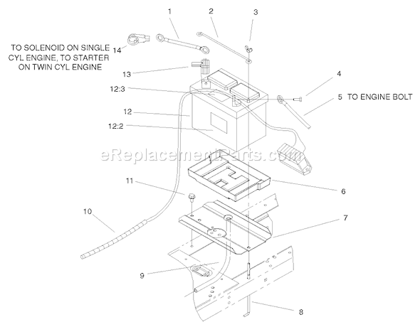 Toro 72050 (200000001-200999999)(2000) Lawn Tractor Battery Assembly Diagram
