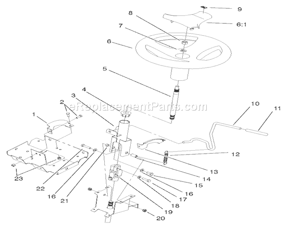 Toro 72051 (220000001-220999999)(2002) Lawn Tractor Steering Wheel and Tilt Assembly Diagram