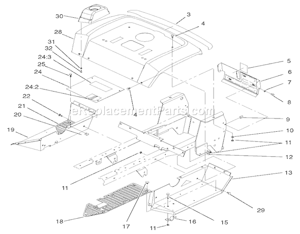 Toro 72052 (220000001-220999999)(2002) Lawn Tractor Fender and Footrests Assembly Diagram