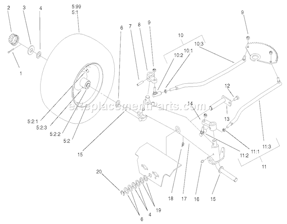 Toro 72052 (220000001-220999999)(2002) Lawn Tractor Front Axle Assembly Diagram