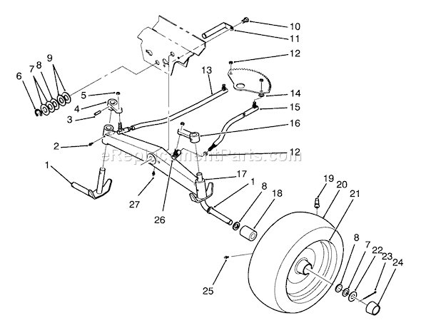 Toro 72060 (3900001-3999999)(1993) Lawn Tractor Front Axle Assembly Diagram