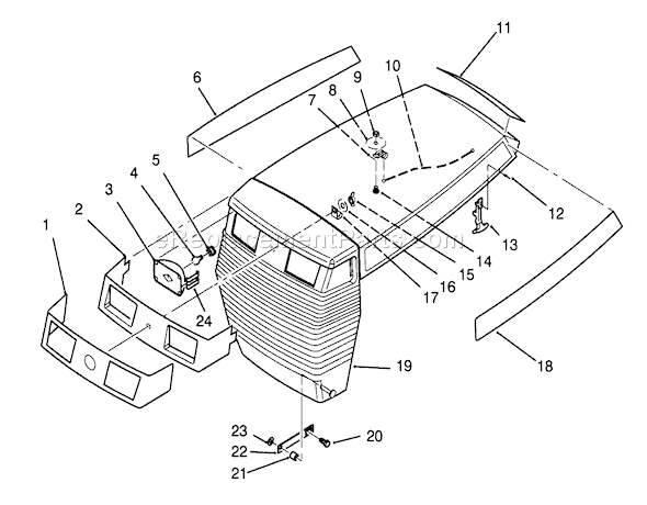 Toro 72060 (3900001-3999999)(1993) Lawn Tractor Hood Assembly Diagram