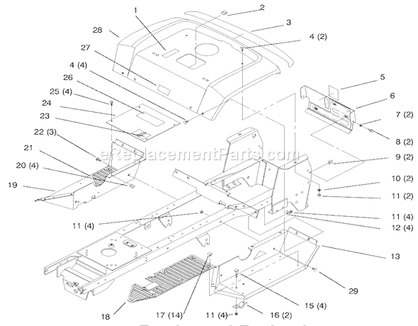 Toro 72064 (7900001-7999999)(1997) Lawn Tractor Fender and Footrest Diagram