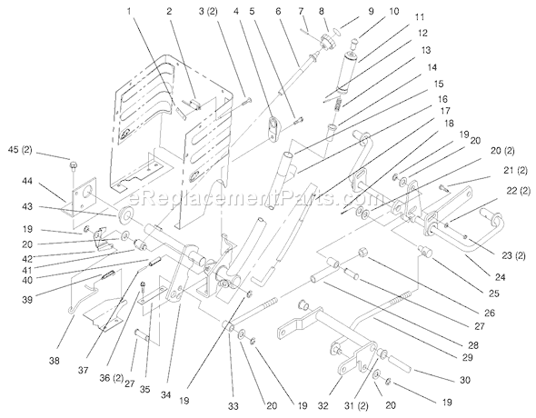 Toro 72064 (7900001-7999999)(1997) Lawn Tractor Lift Lever and Height Of Cut Diagram