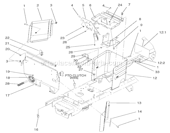 Toro 72072 (220000001-220999999)(2002) Lawn Tractor Hoodstand and Firewall Assembly Diagram