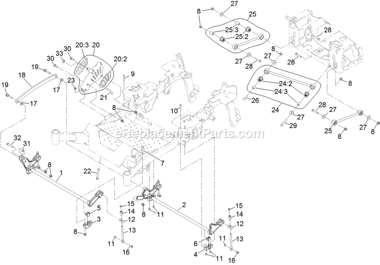 Toro 72076 (407400000-409799999) Z Master Professional 7500-D , With 72in Turbo Force Side Discharge Mower Deck Lift Assembly Diagram