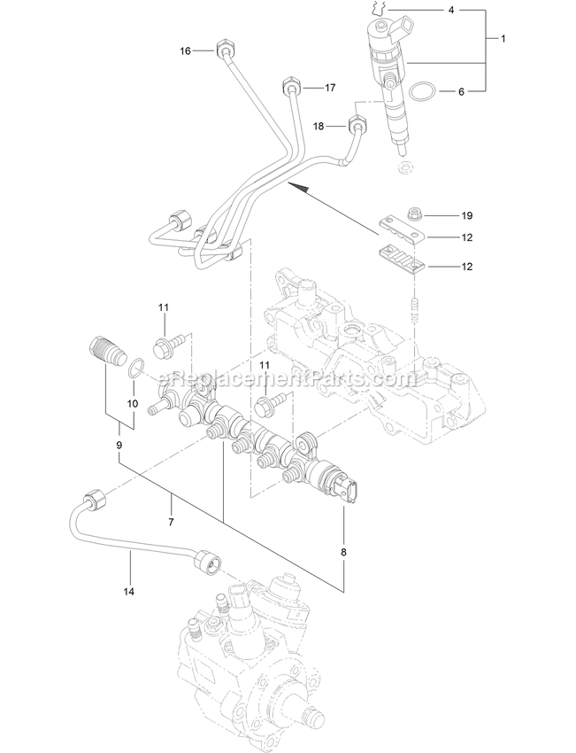 Toro 72076 (409800000-999999999) Z Master Professional 7500-D , With 72in Turbo Force Side Discharge Mower Fuel Injection Valve Assembly Diagram