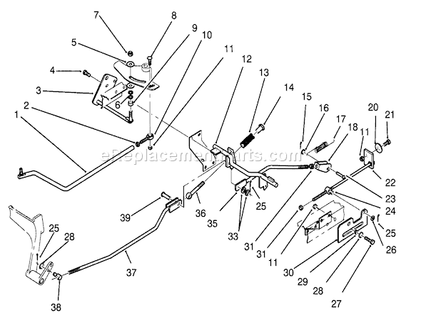 Toro 72081 (3900001-3999999)(1993) Lawn Tractor Brake and Hydro Linkage Diagram