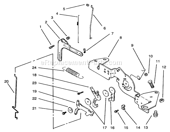 Toro 72085 (6900001-6999999)(1996) Lawn Tractor Engine Controls Diagram