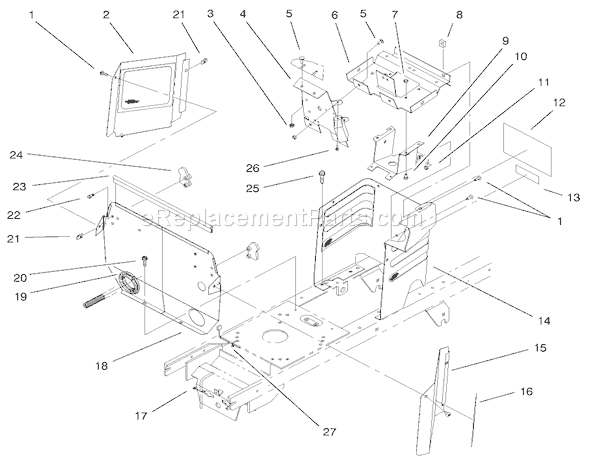 Toro 72086 (9900001-9999999)(1999) Lawn Tractor Hoodstand & Firewall Assembly Diagram