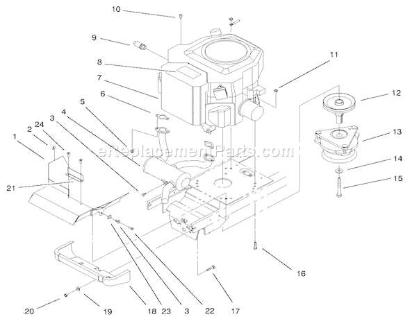 Toro 72086 (9900001-9999999)(1999) Lawn Tractor Twin Cyl. Engine, Muffler, & Pto Assembly Diagram