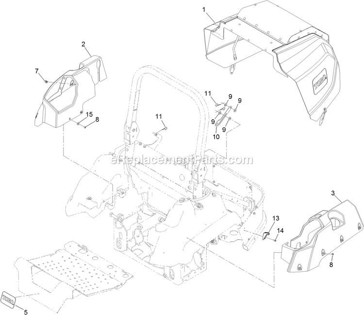 Toro 72096 (400000000-406343180) Z Master Professional 7500-D Series , With 96in Rear Discharge Riding Mower Hood And Cover Assembly Diagram