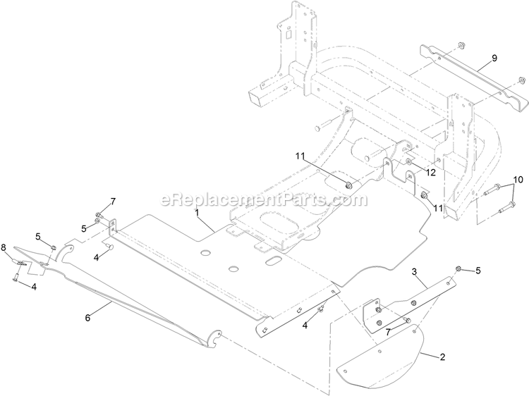 Toro 72096 (407110000-408851916) Z Master Professional 7500-D Series , With 96in Rear Discharge Riding Mower Discharge Tunnel Assembly Diagram