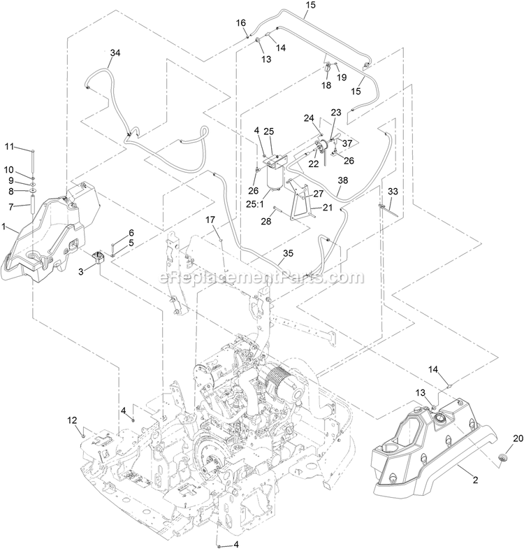 Toro 72096 (407110000-408851916) Z Master Professional 7500-D Series , With 96in Rear Discharge Riding Mower Fuel System Assembly Diagram