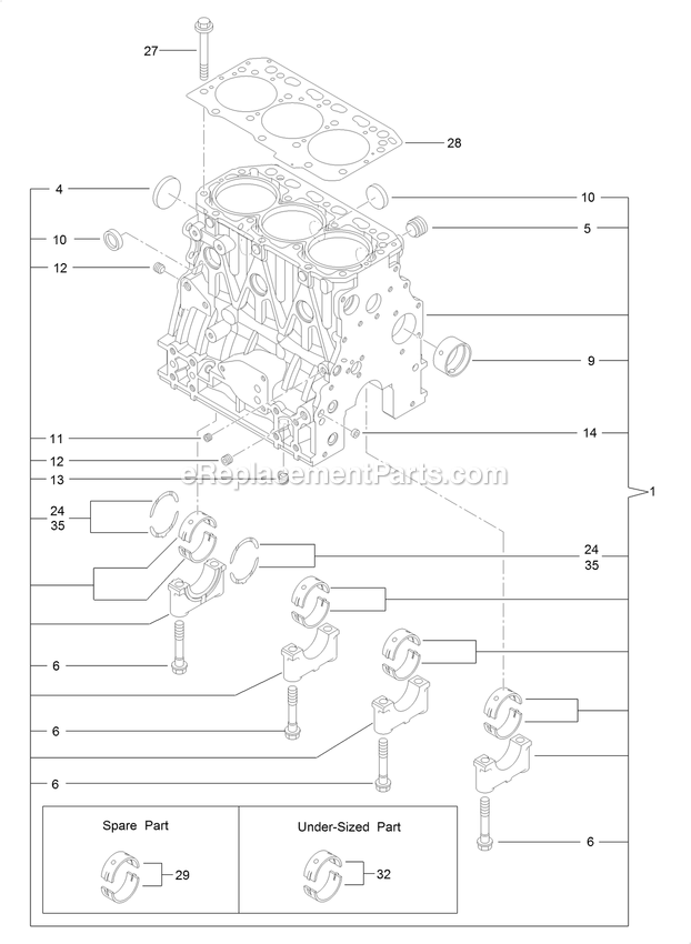 Toro 72098 (400000000-999999999) Z Master Professional 7500-D Series , With 96in Rear Discharge Riding Mower Cylinder Block Assembly Diagram