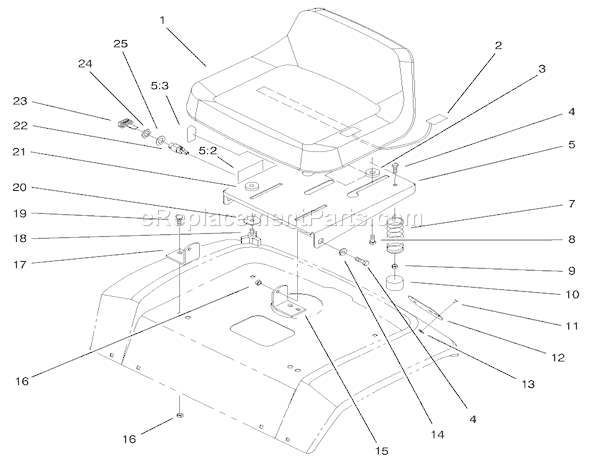 Toro 72105 (9900001-9999999)(1999) Lawn Tractor Seat Assembly Diagram